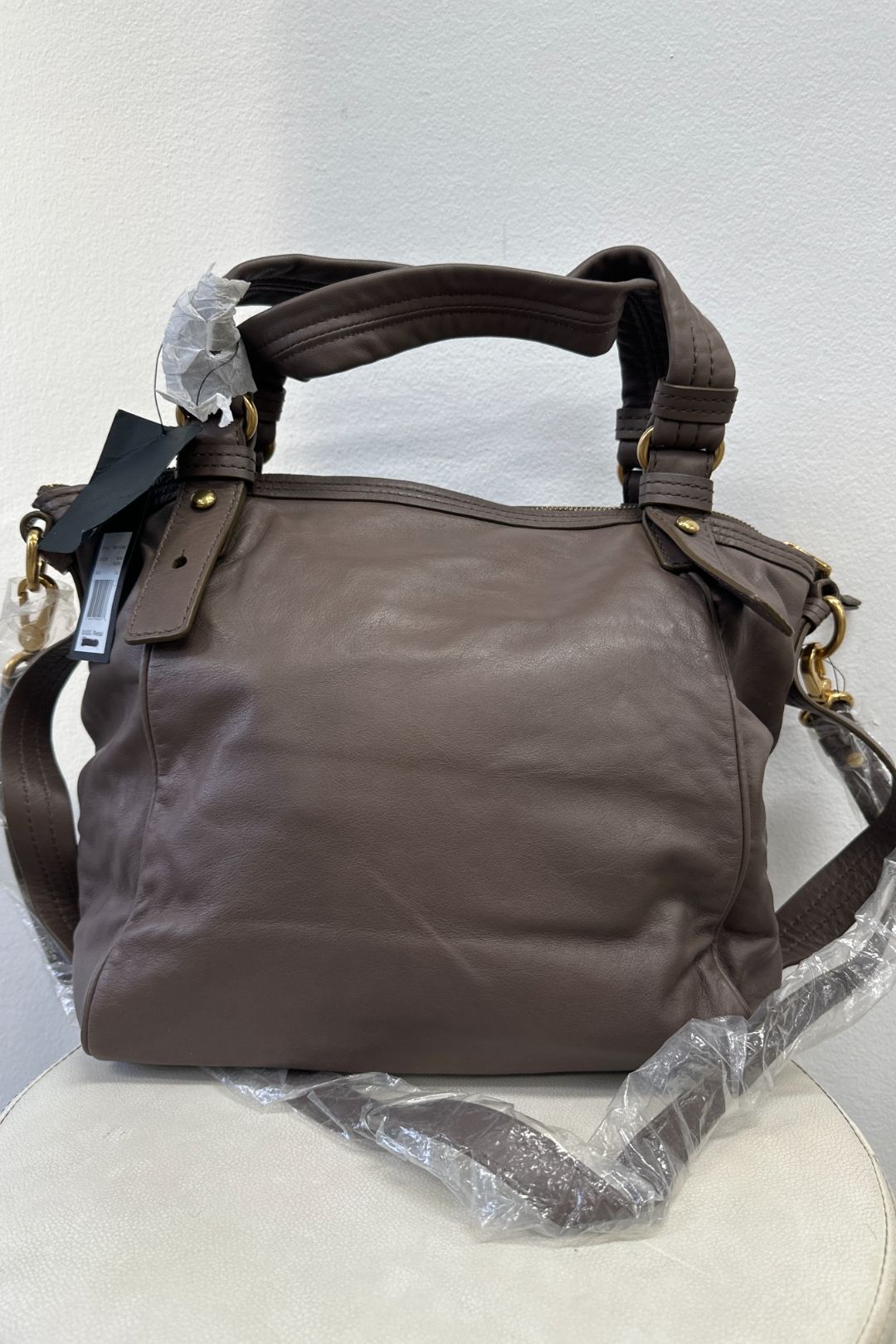Taupe Turnlock Style Tote