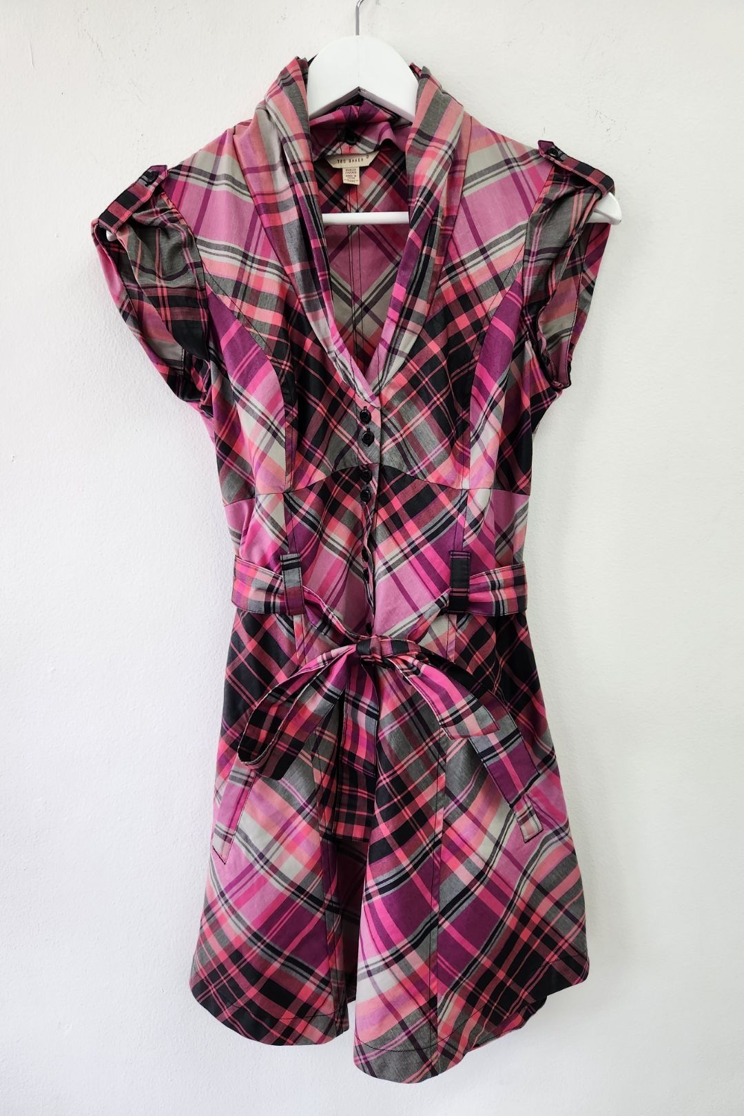 Ted Baker - Pink and Black Plaid Mini Dress