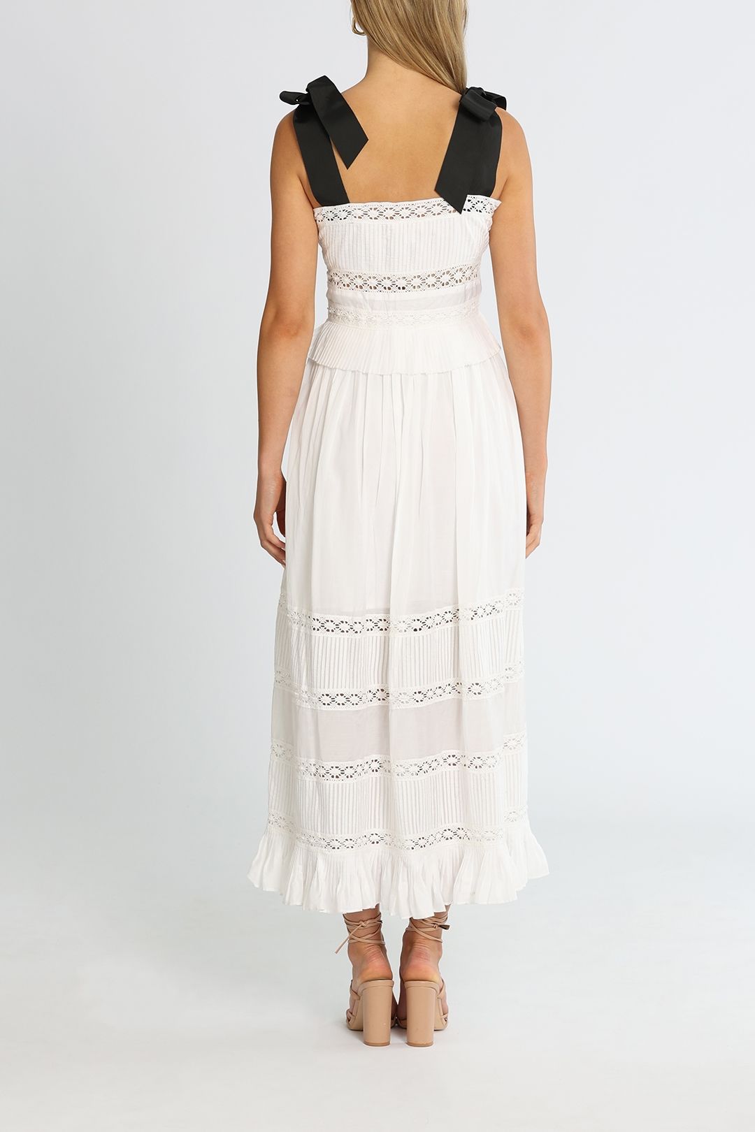 Ted Baker Promis Midi Dress With Grosgrain Straps White Lace