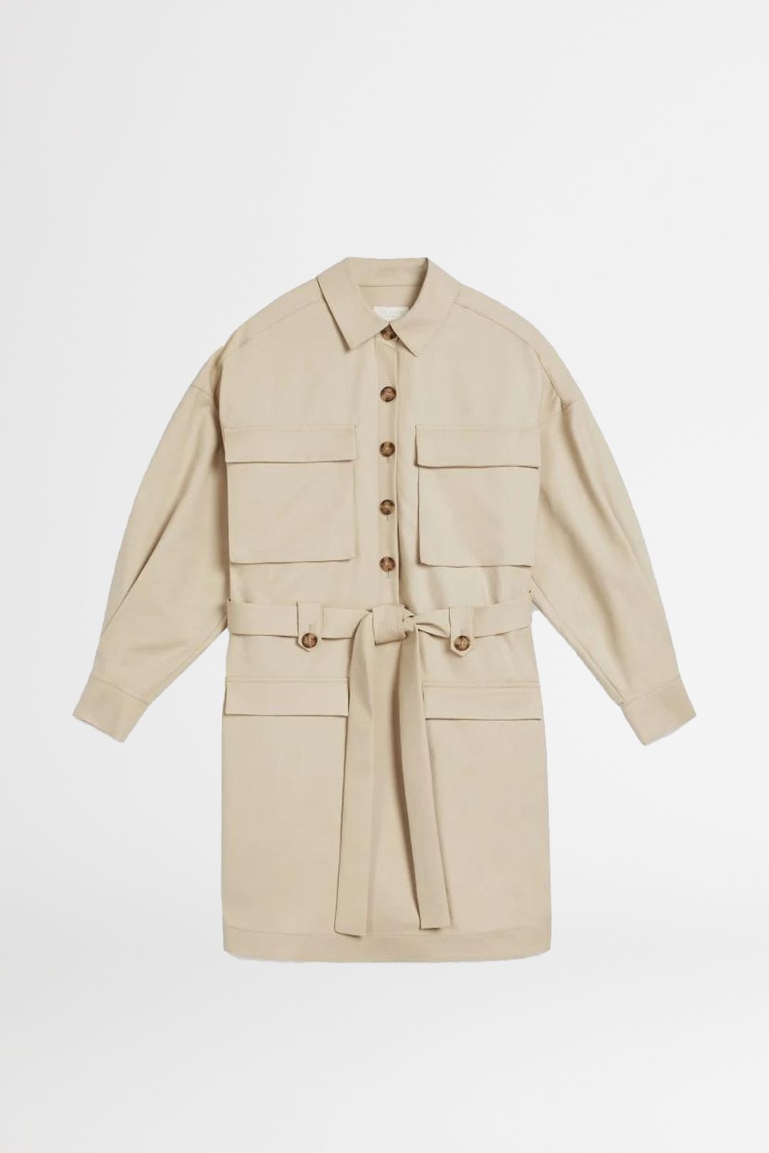 Hire Sharlaa Mini Oversized Utility Shirt Dress in Natural | Ted Baker |  GlamCorner