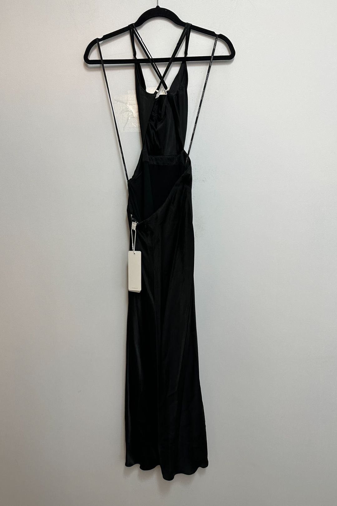 Thalia Bias Cut Out Midi Dress in Black