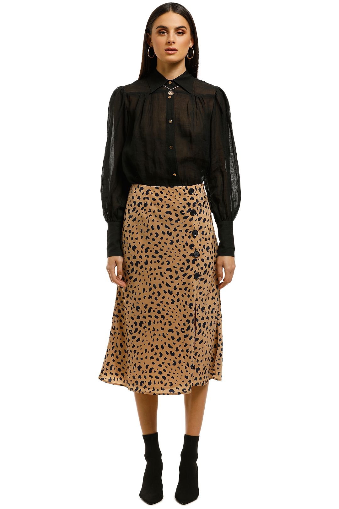 The-East-Order-Scarlett-Midi-Skirt-Animal-Print-Front
