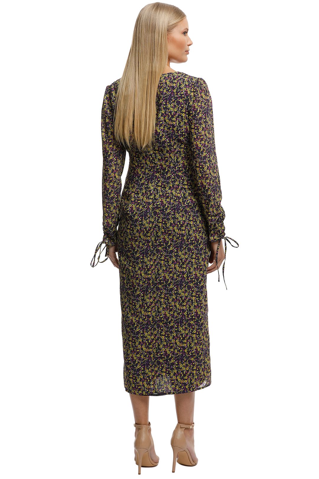 The East Order-Mags LS Midi Dress-Yellow Floral-Back