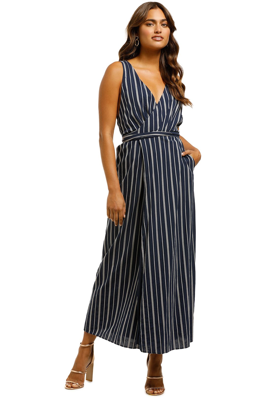 The Jetset Diaries - Kensington Midi Wrap Dress - Navy - Front