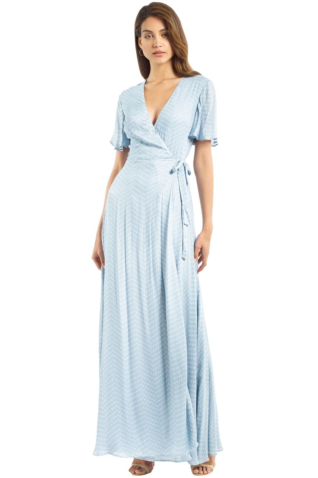 The Jetset Diaries - Mohea Maxi Wrap Dress - Sterling Blue - Front