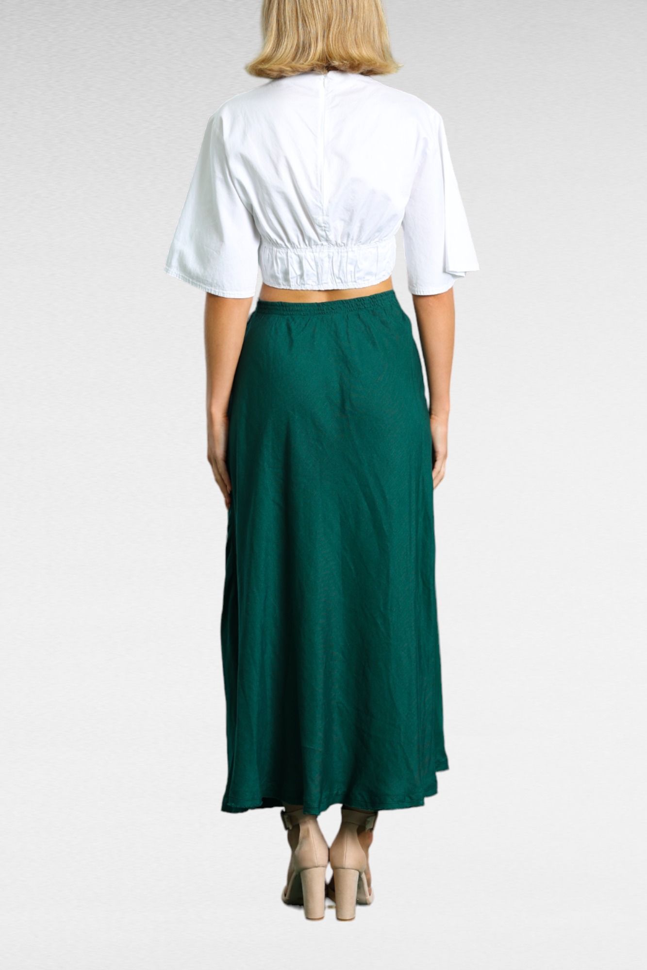 The Shanty Corporation Sicily Skirt Emerald Elasticised Waist