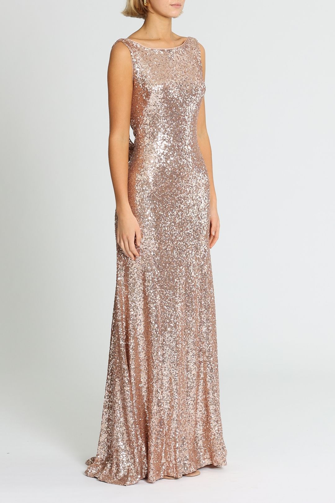 Theia Gemma Gown Rose Gold Sequins