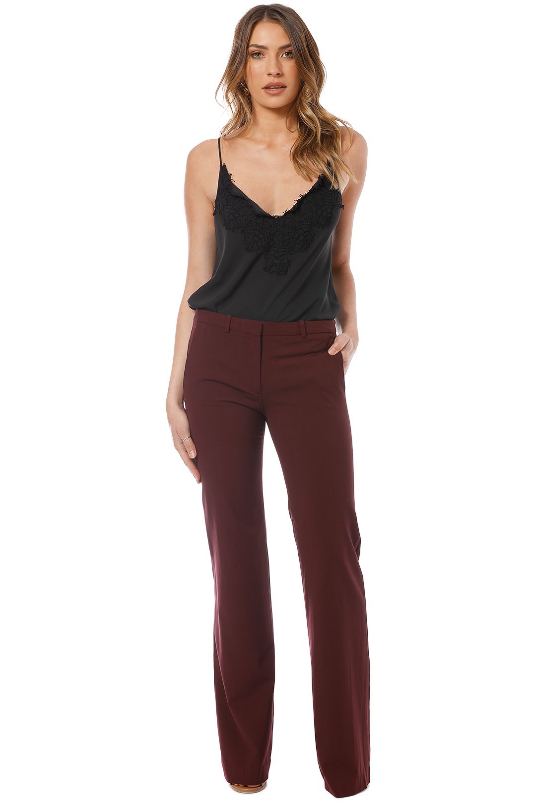Theory - Crepe Pant - Burgundy - Front