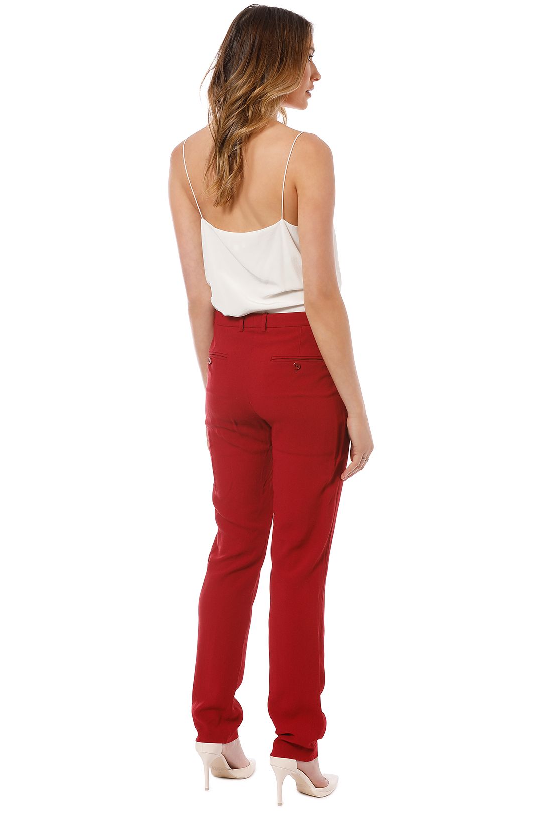 Theory - Crepe Power Pant - Red - Back