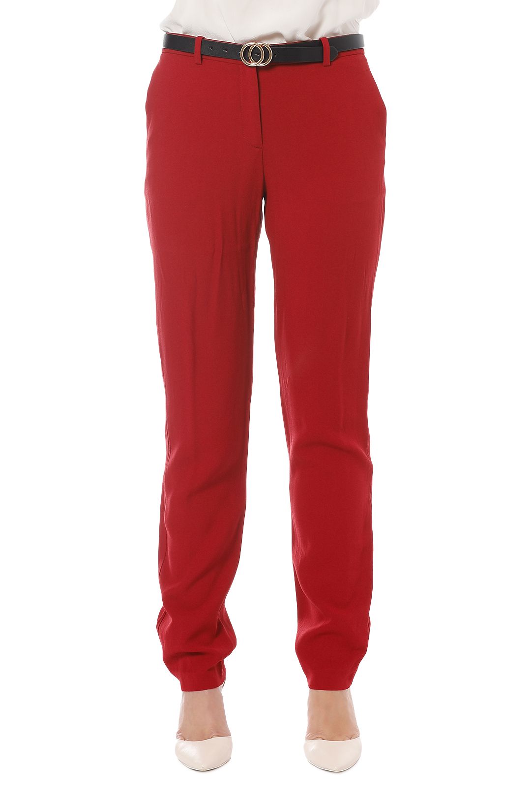 Theory - Crepe Power Pant - Red - Front Crop