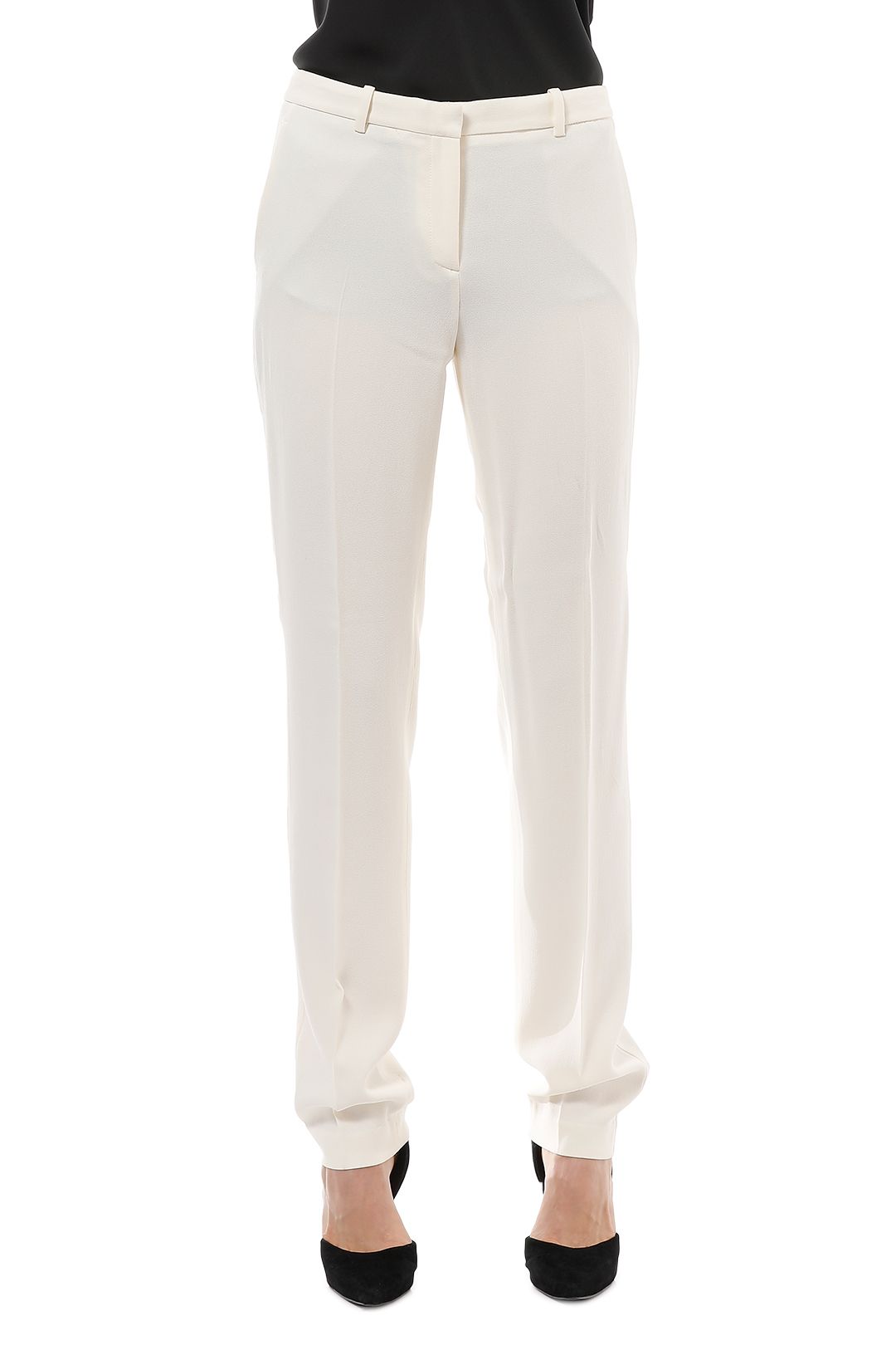 Theory - Elfinis Pant - Ivory - Front Crop
