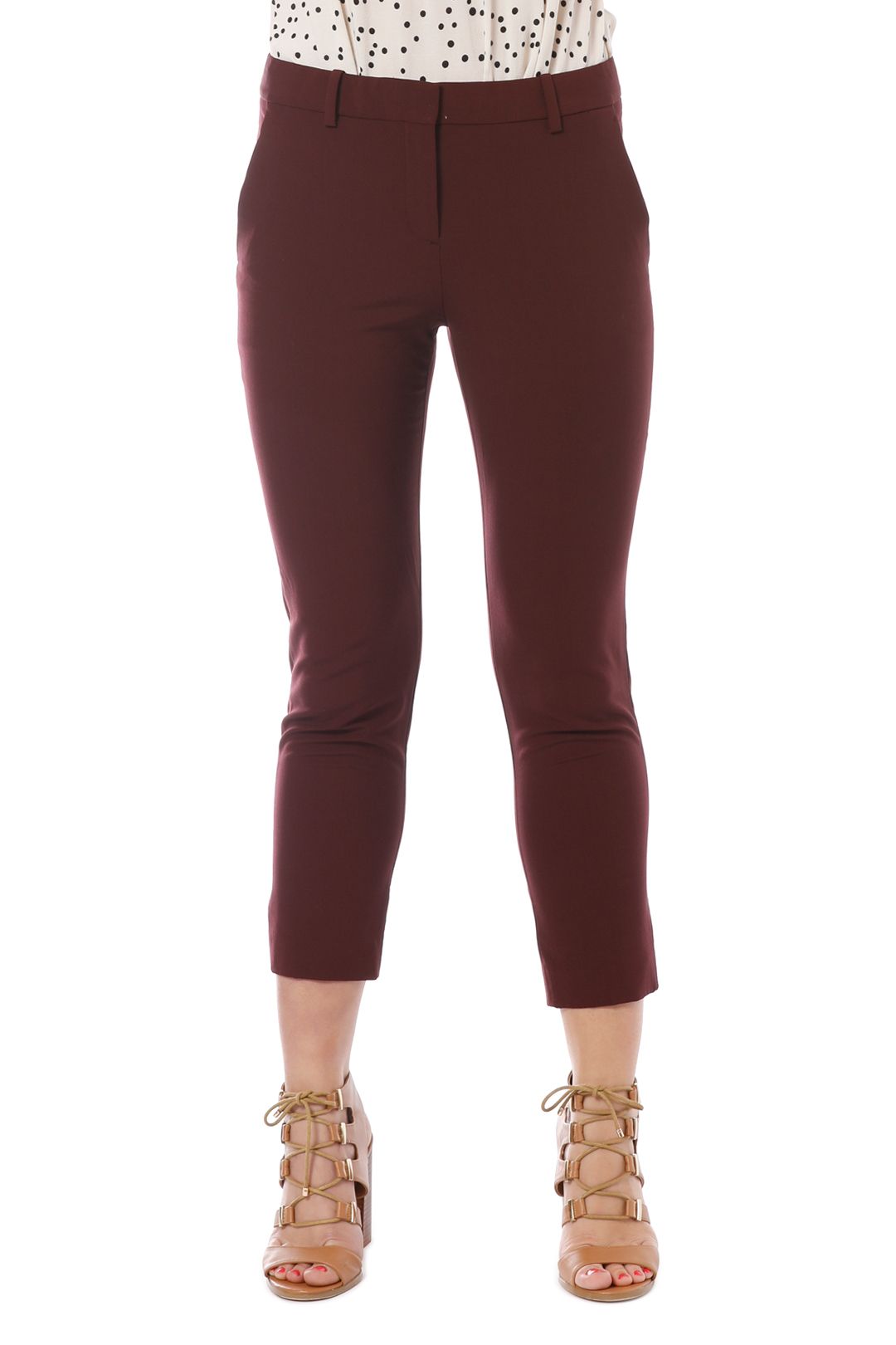 Theory - Essential Pant - Burgundy - Front Crop