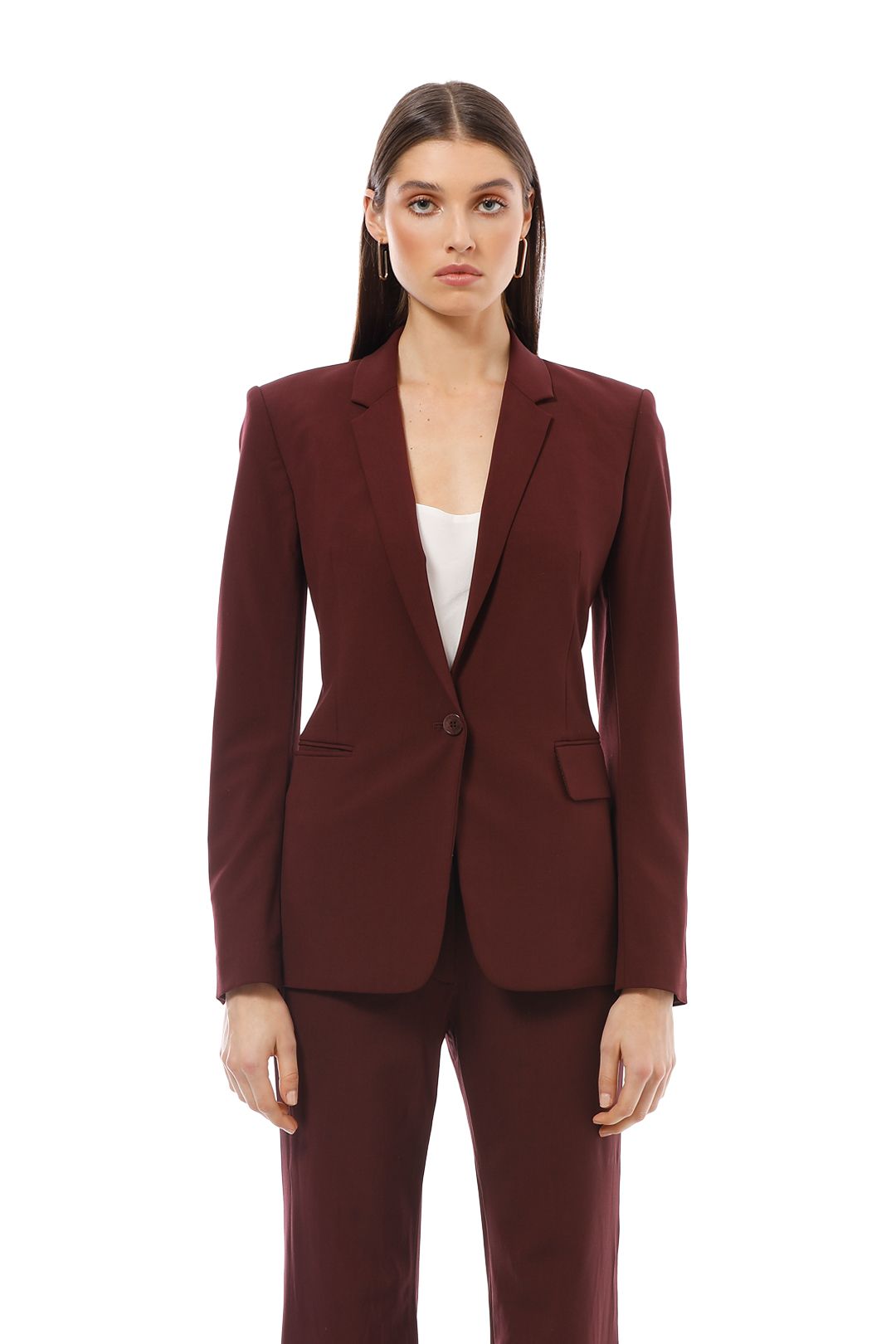 Theory - Crepe Jacket - Burgundy - Front Crop