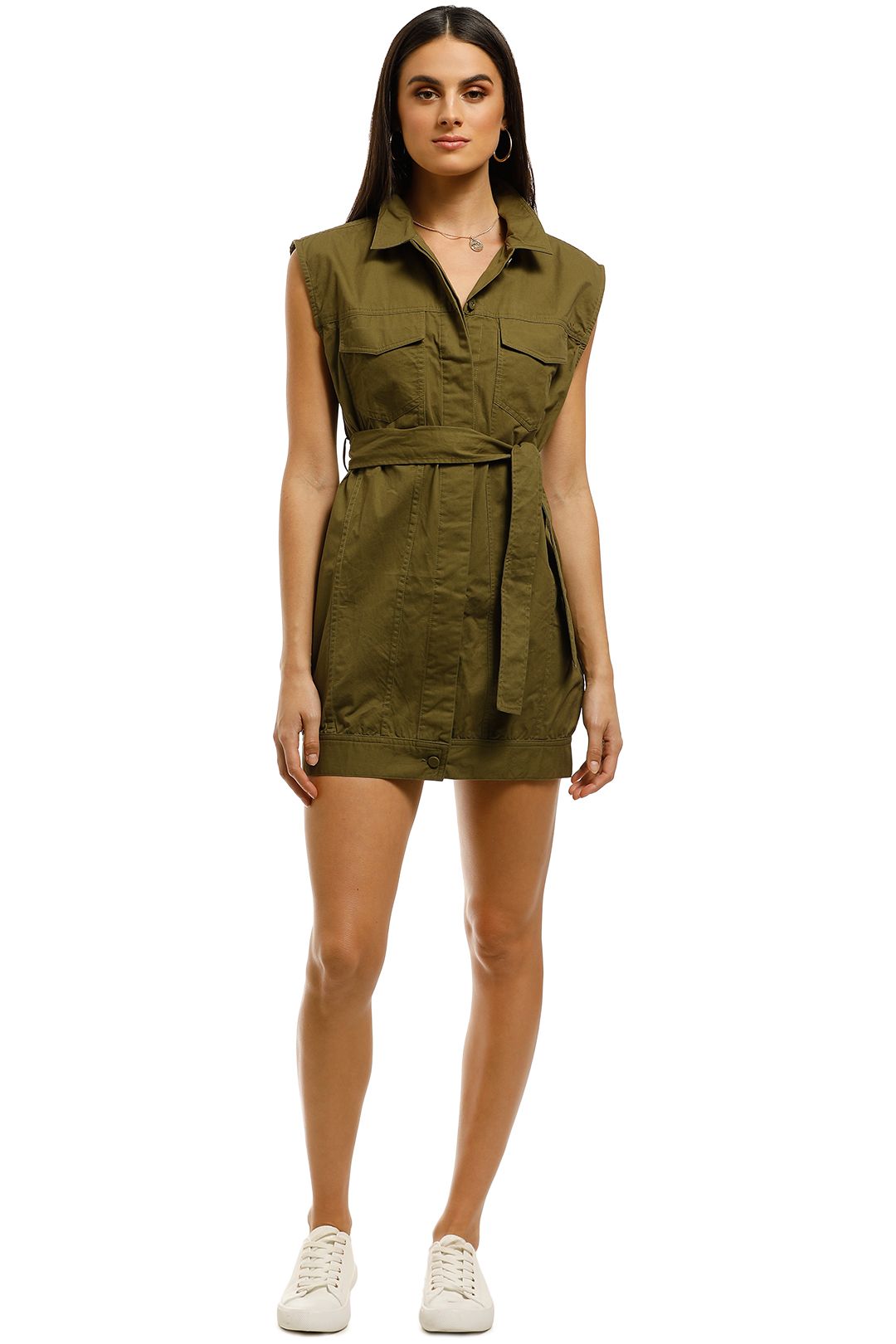 Third-Form-Pocket-Shirt-Dress-Khaki-Front