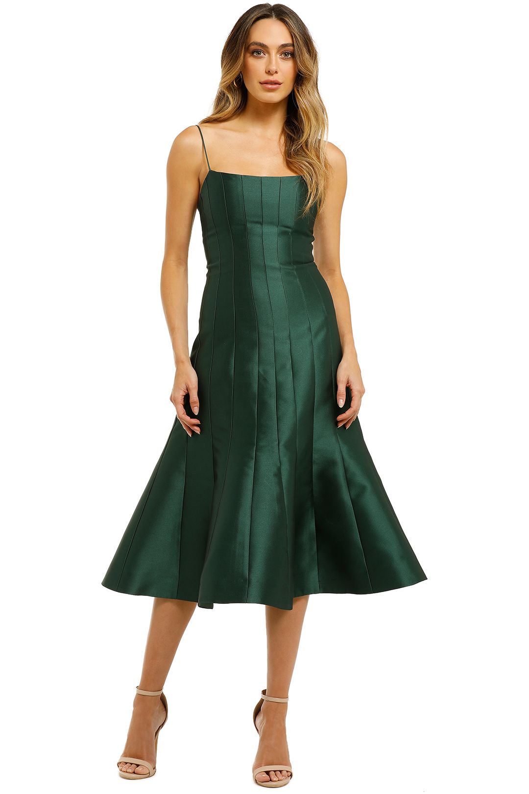 Thurley-Caspian-Dress-Bottle-Green-Front