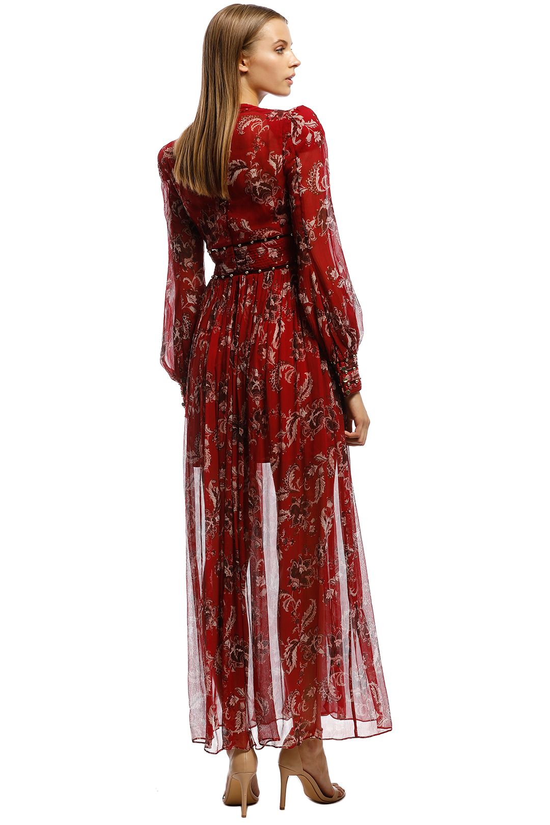 Thurley-Talitha Maxi Dress-Manor Chintz Red-Back