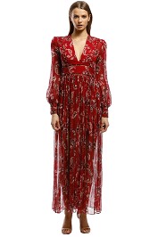 Thurley-Talitha Maxi Dress-Manor Chintz Red-Front