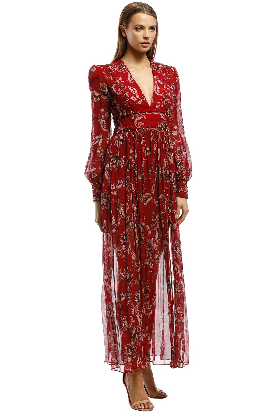 Thurley-Talitha Maxi Dress-Manor Chintz Red-Side