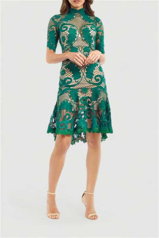 thurley vasette lace dress Glam Corner Thurley Green Lace Dress Babylon Lace Dress In Emerald By  Thurley For Rent