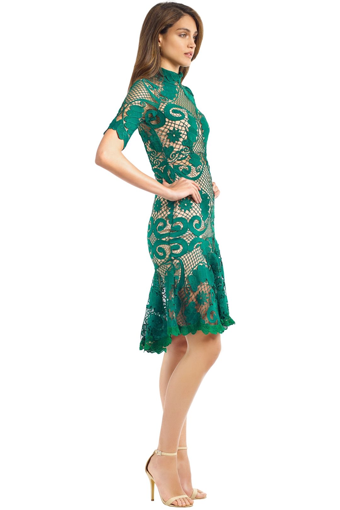 Thurley - Babylon Lace Dress - Emerald - Side