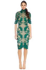 Thurley - Babylon Pencil Lace Dress - Emerald - Front