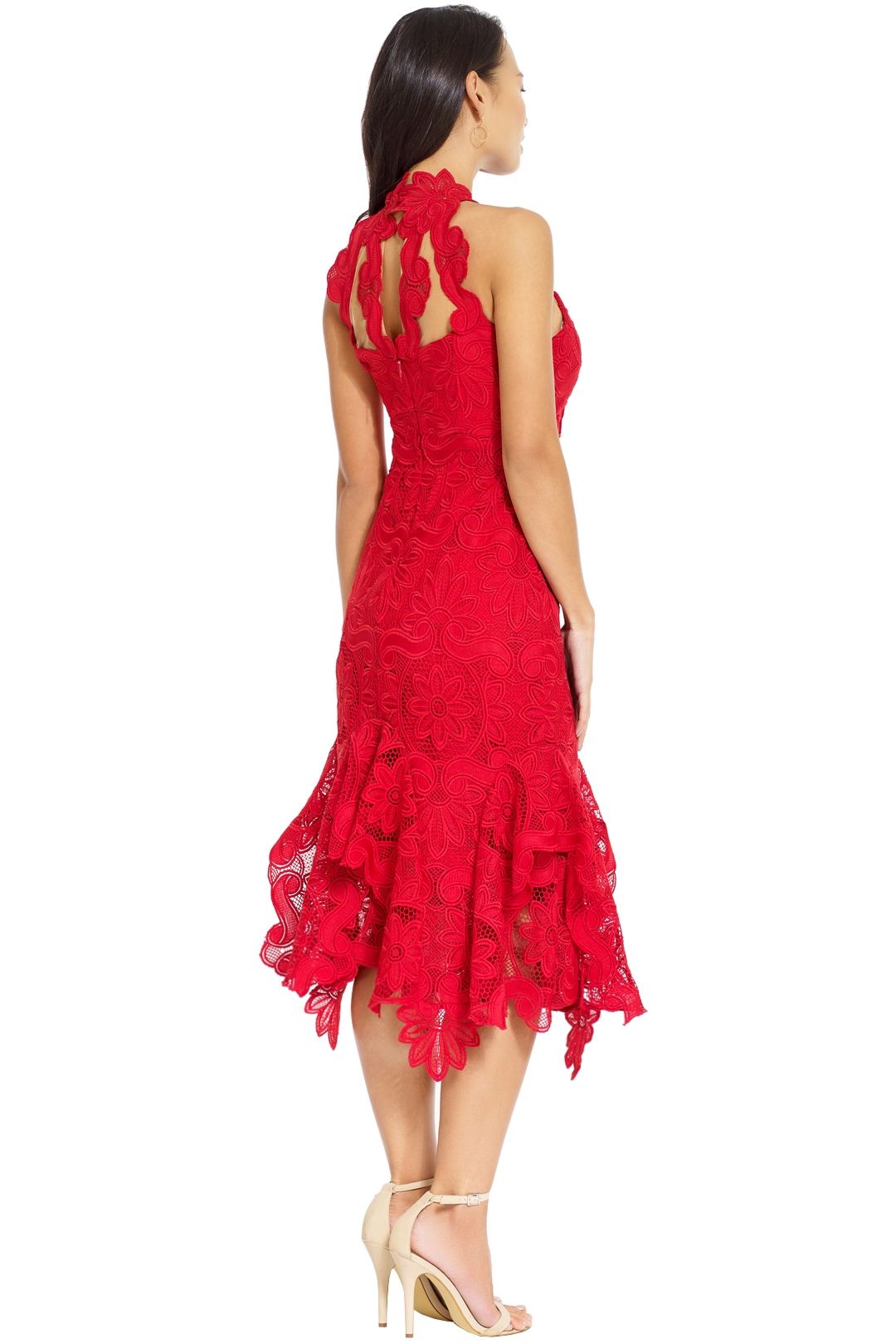 Thurley - Waterlilly Midi Dress - Red - Back