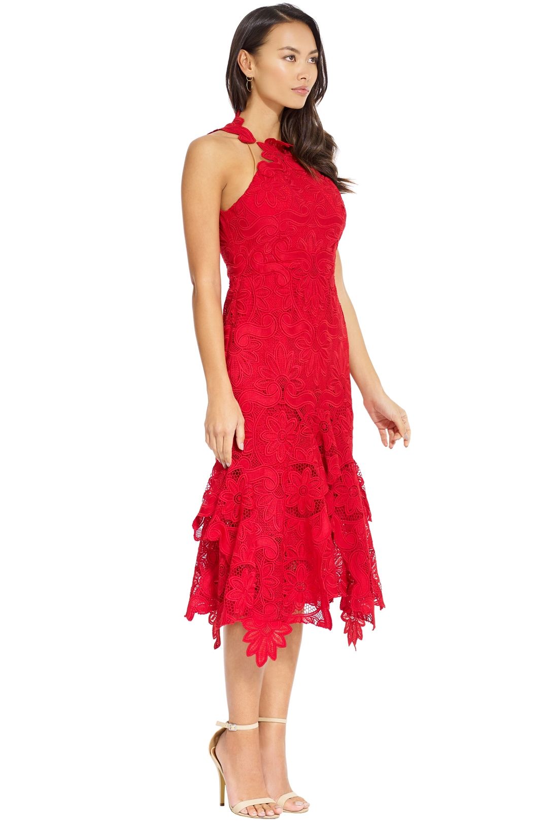 Thurley - Waterlilly Midi Dress - Red - Side