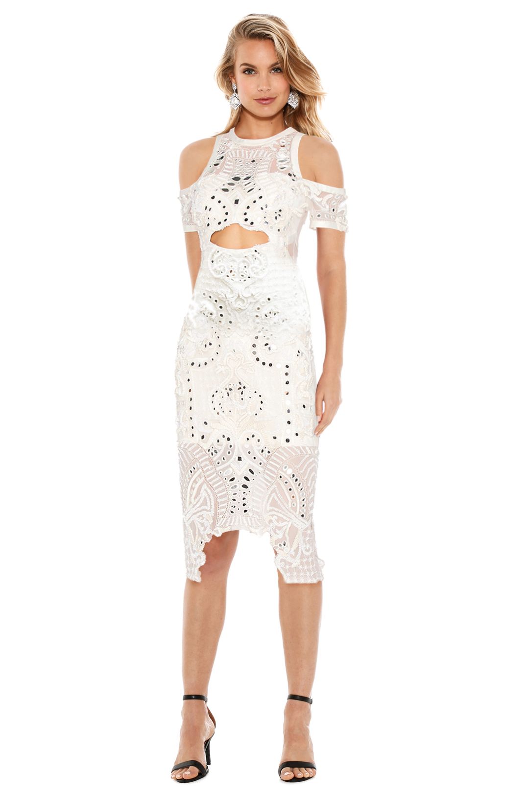 New Look crochet midi dress in off white