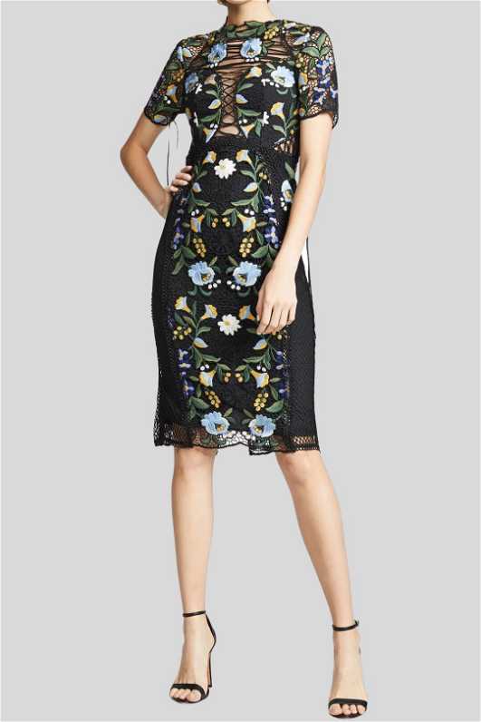 chinese dress ladies Alluring Romance Tie-Back Bodycon Lace Mini Dress main image 1