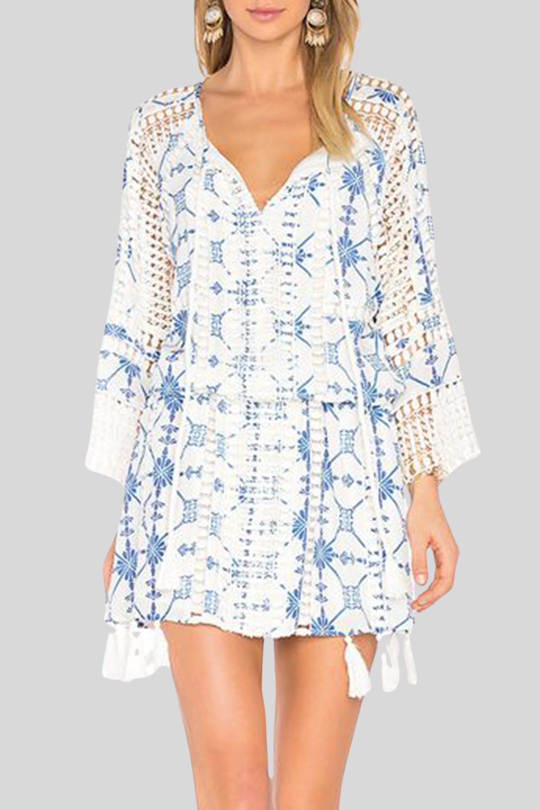 Thurley Blue and White Mediterranean Mini Dress