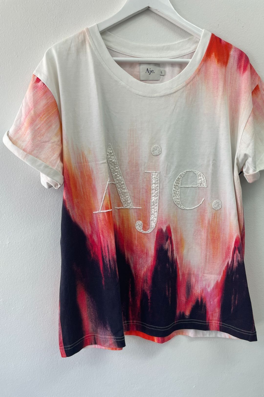 AJE - Tie Dye Beaded Tee Shirt