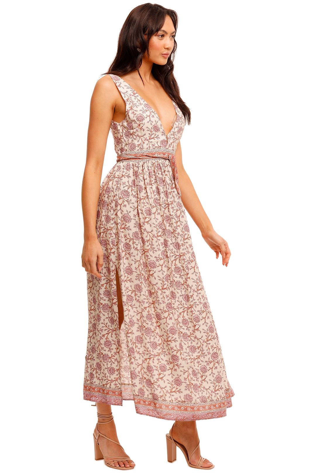 Pink Floral Lace Maxi Dress