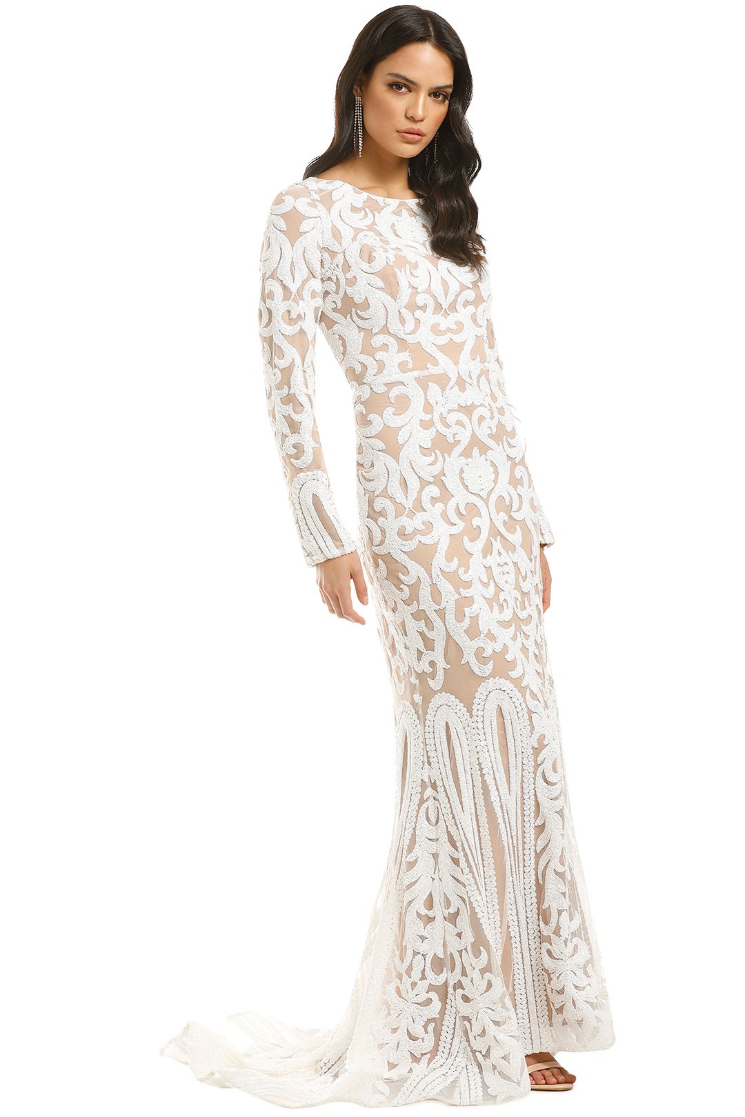 Tinaholy-Scoop-Long-Sleeve-Gown-White-Nude-Side