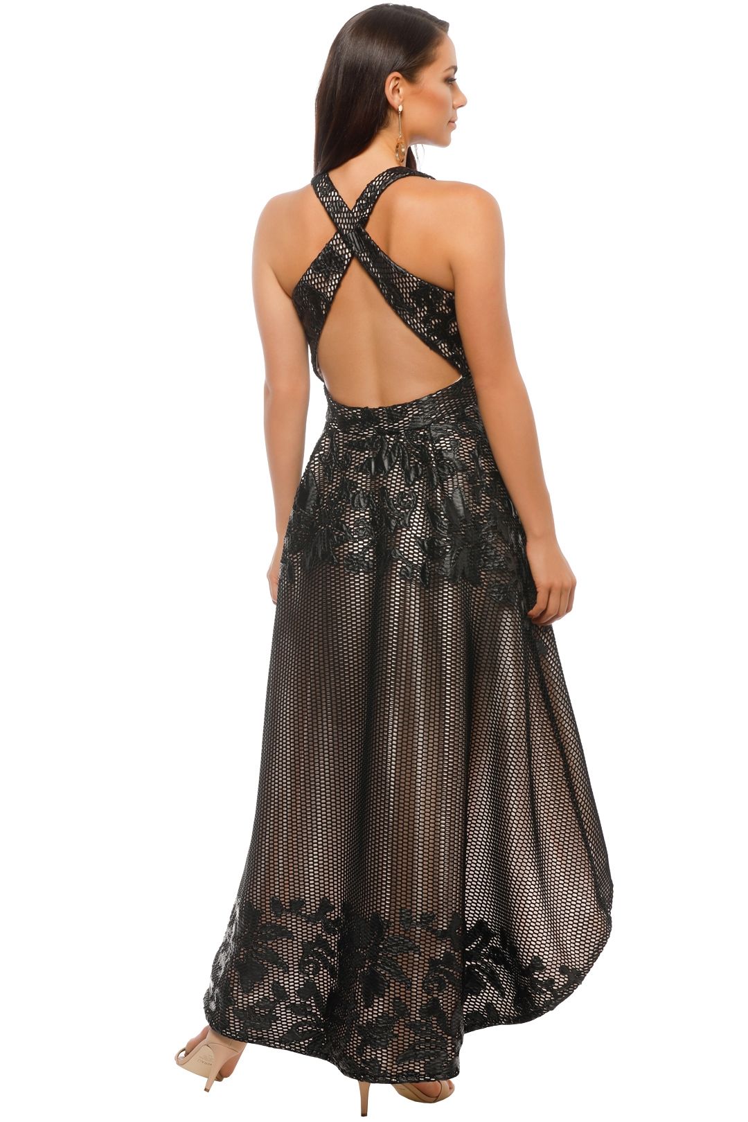 Tinaholy - Floral Lace Dress - Black - Back
