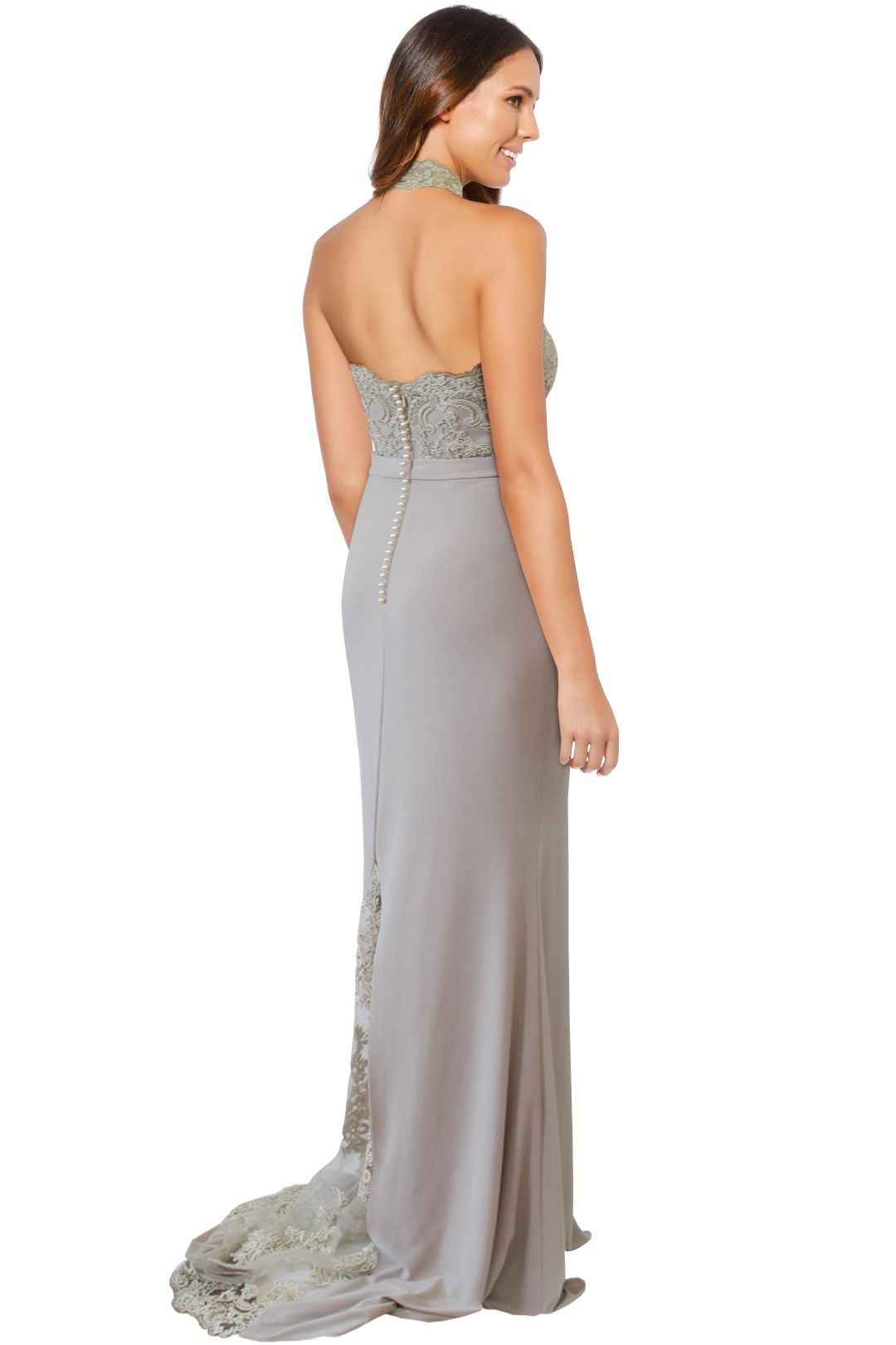 Tinaholy - Lana High Neck Gown - Sand - Back