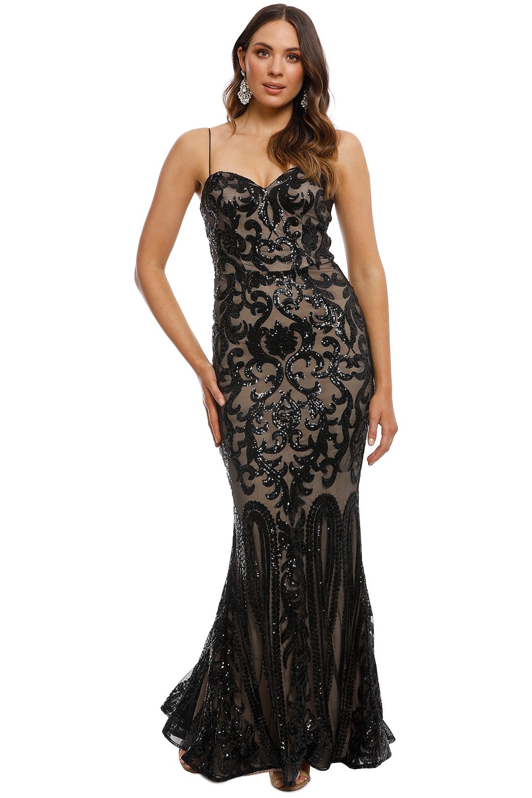 Tinaholy - Odessa Sequin Gown - Black - Front