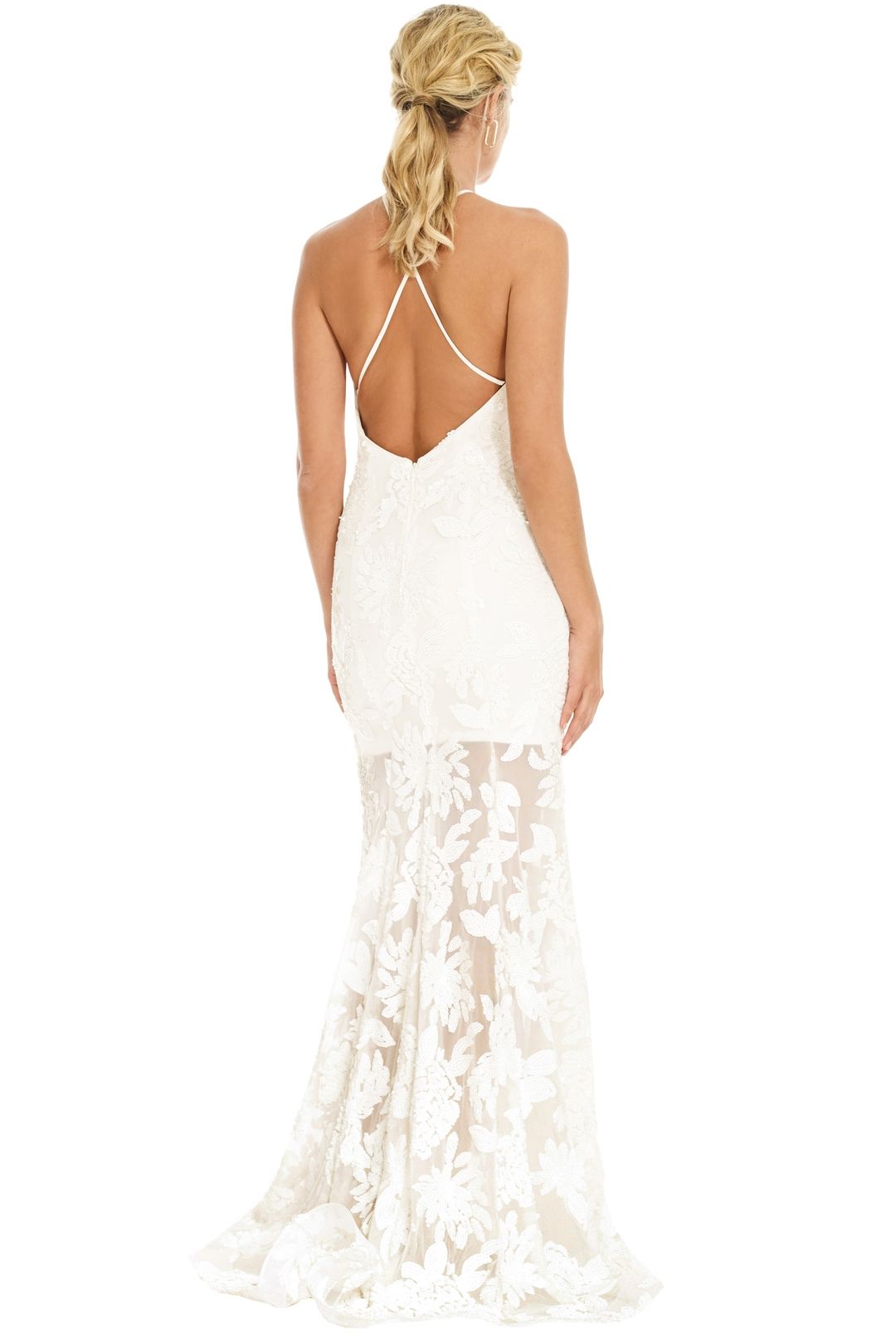 Tinaholy - White Halter Gown - Back