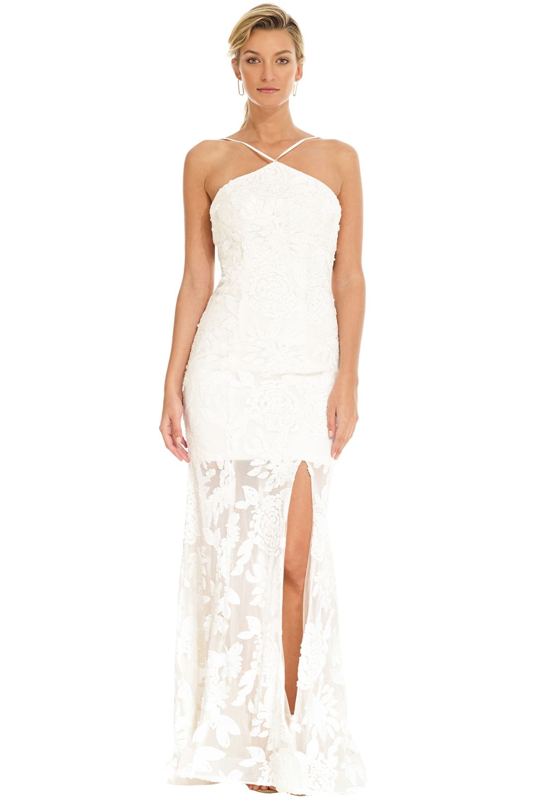 Nicholas Ponti Diamond Cut Out Gown for Hire GlamCorner