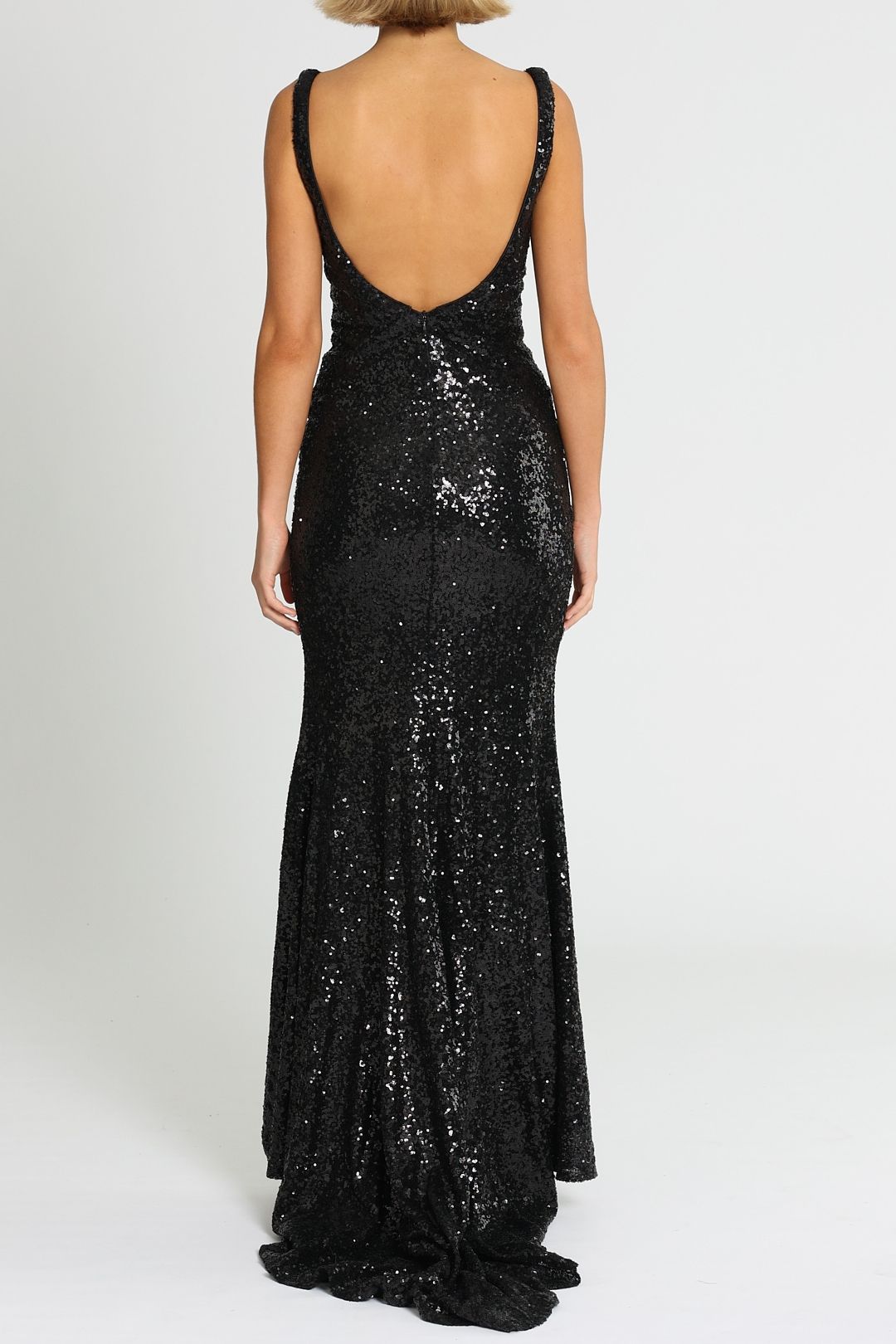 Tinaholy Annalise Sequin Gown Black Open Back