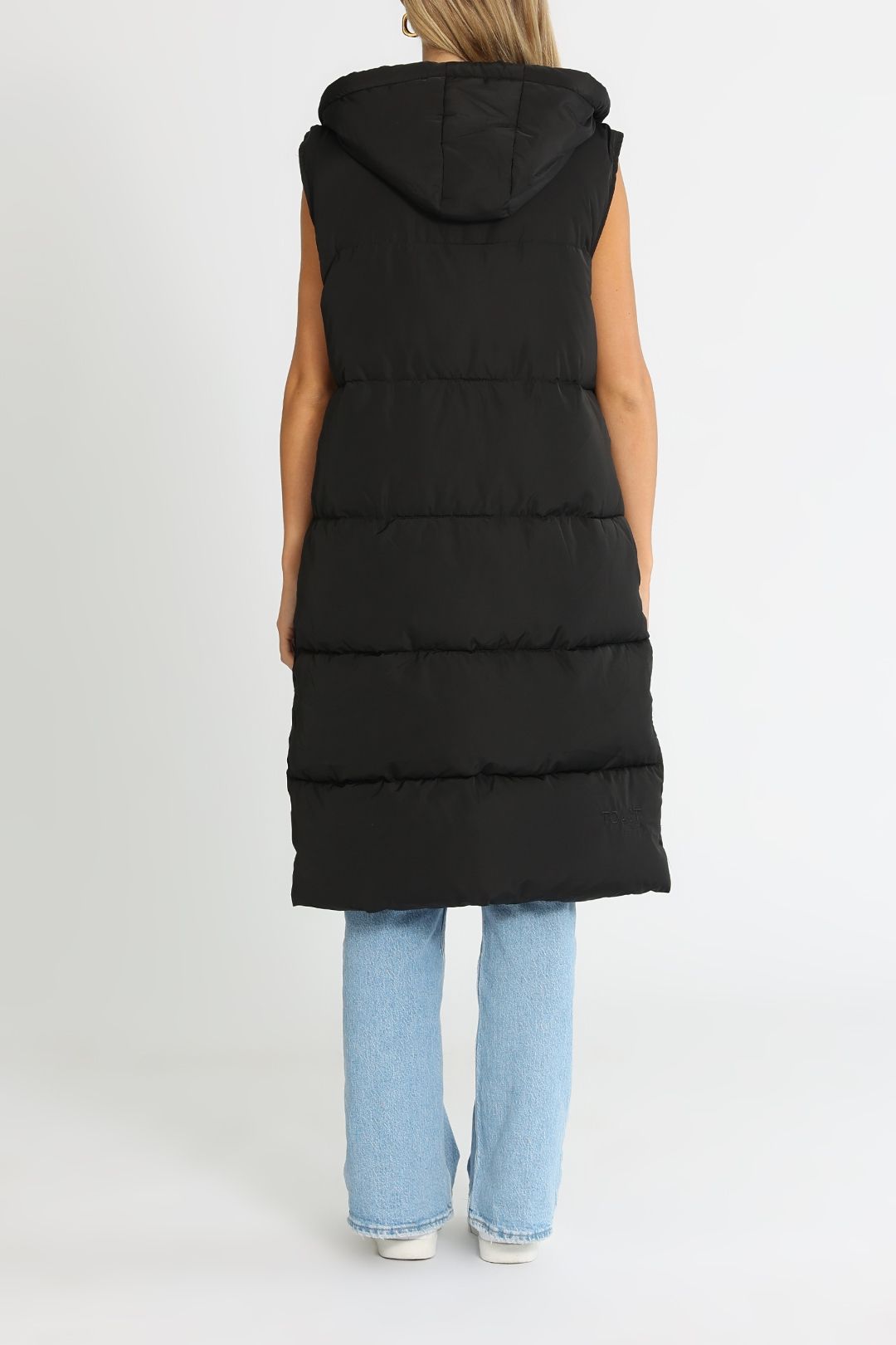 Toast Society Lara Longline Vest Black Hooded