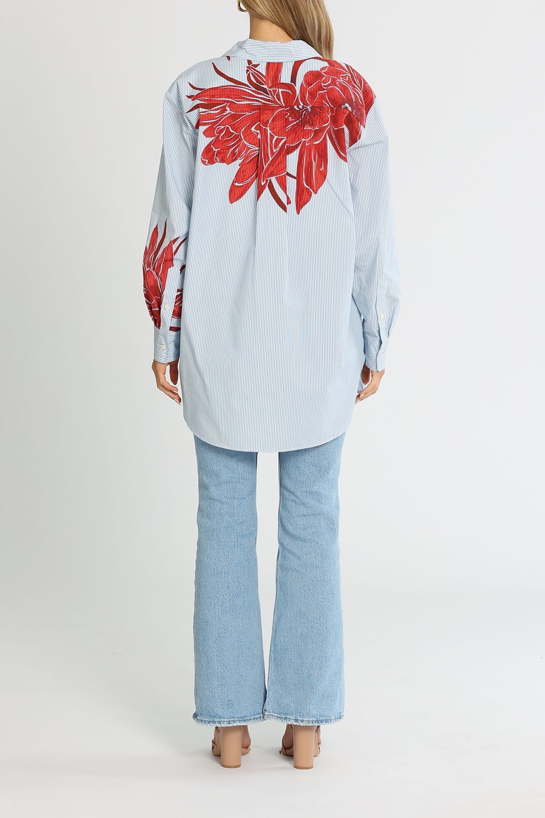 Tommy Hilfiger Co Floral Stp Oversized Shirt Ls Island Flower Stripe