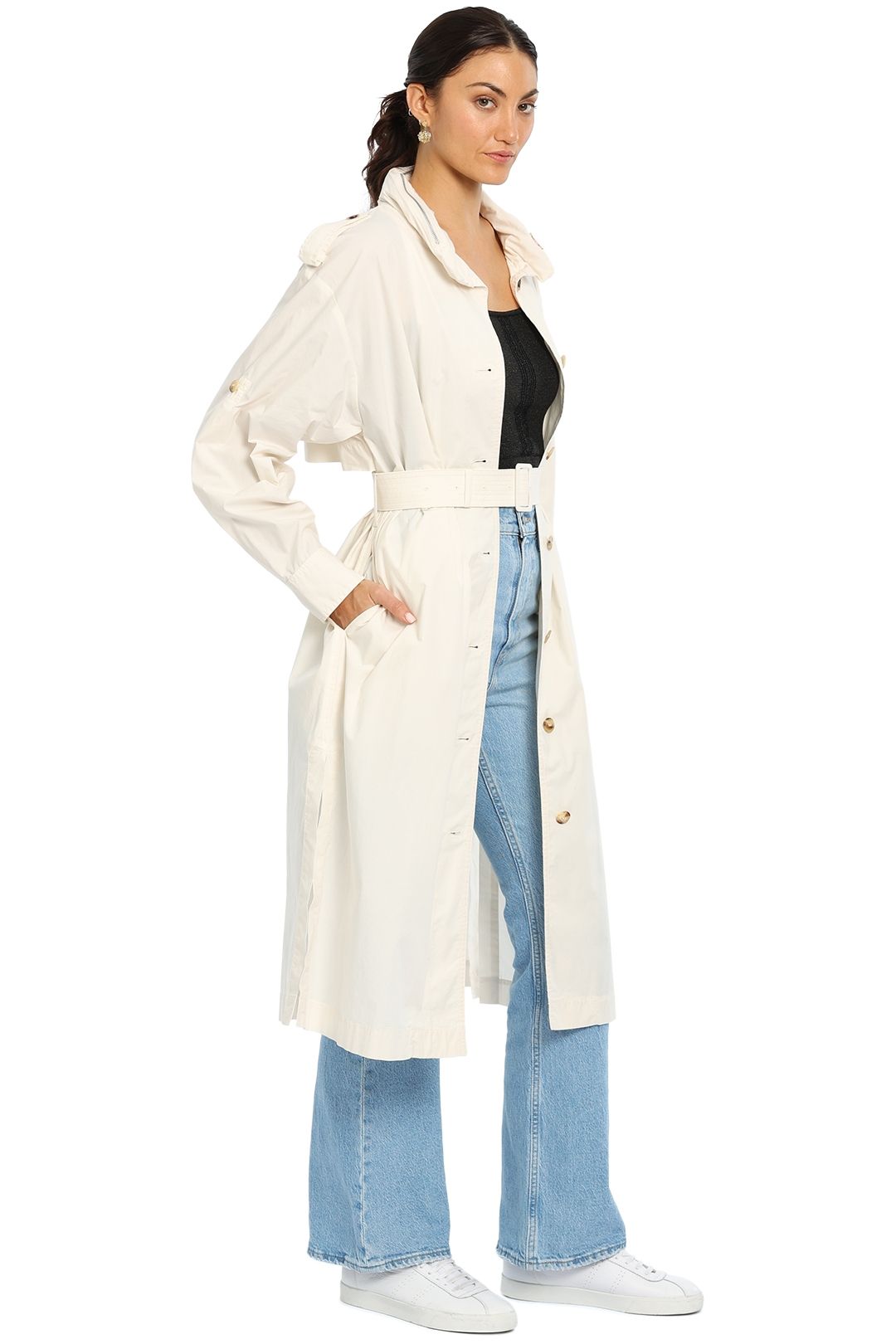 Tommy Hilfiger Icon Fluid Trench Ivory belted