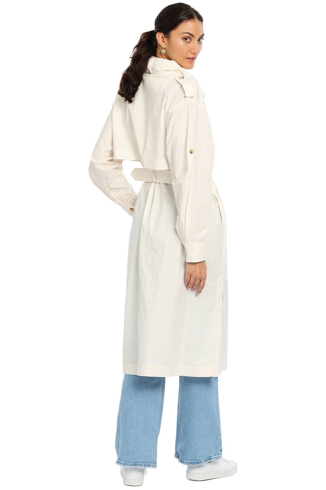 Tommy Hilfiger Icon Fluid Trench Ivory pockets