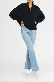 Tommy Hilfiger Zip Up High Neck Sweat Navy knit