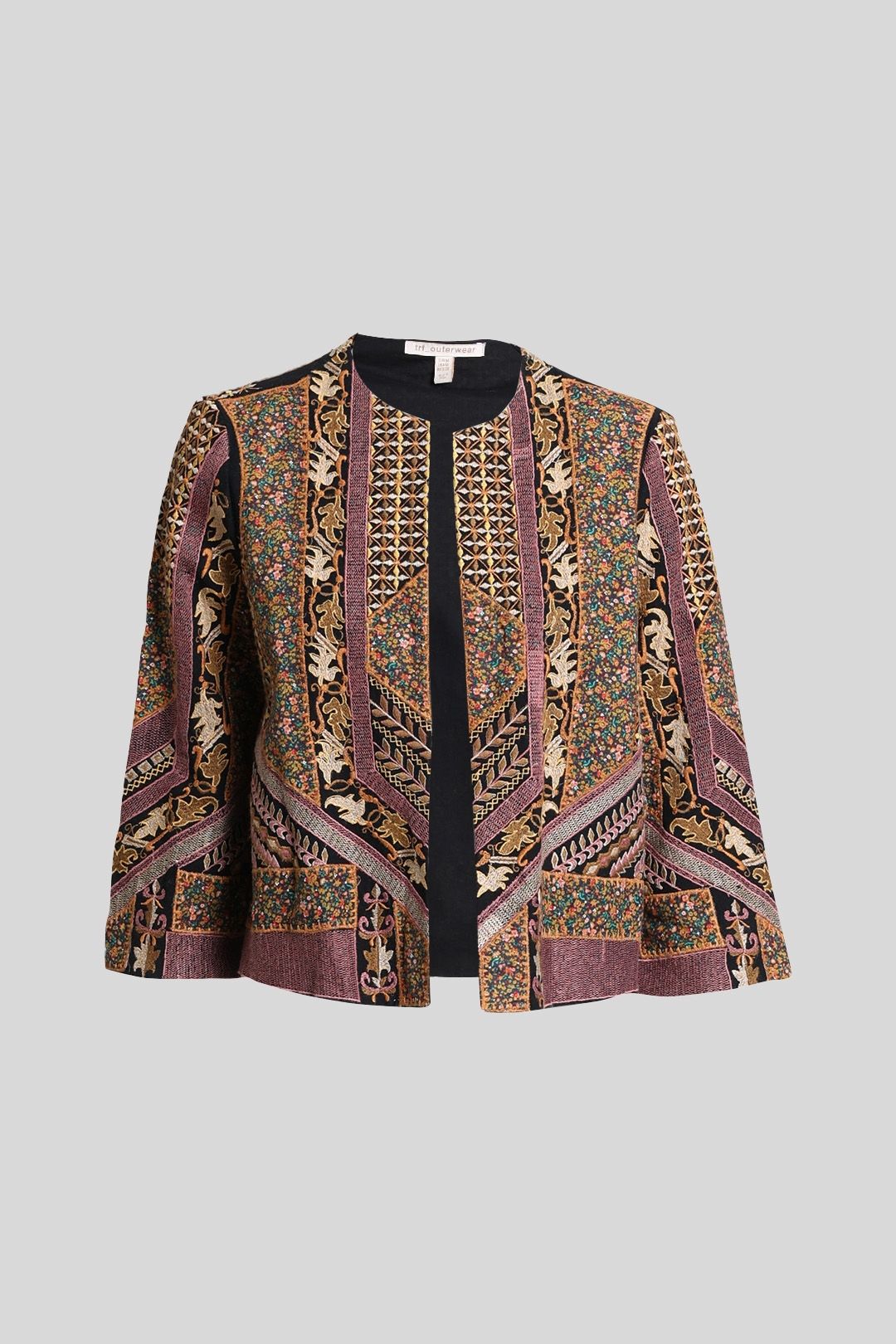 Buy Multi Embroidered Round Neckline Jacket TRF Outerwear GlamCorner