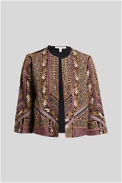 Multi Embroidered Round Neckline Jacket