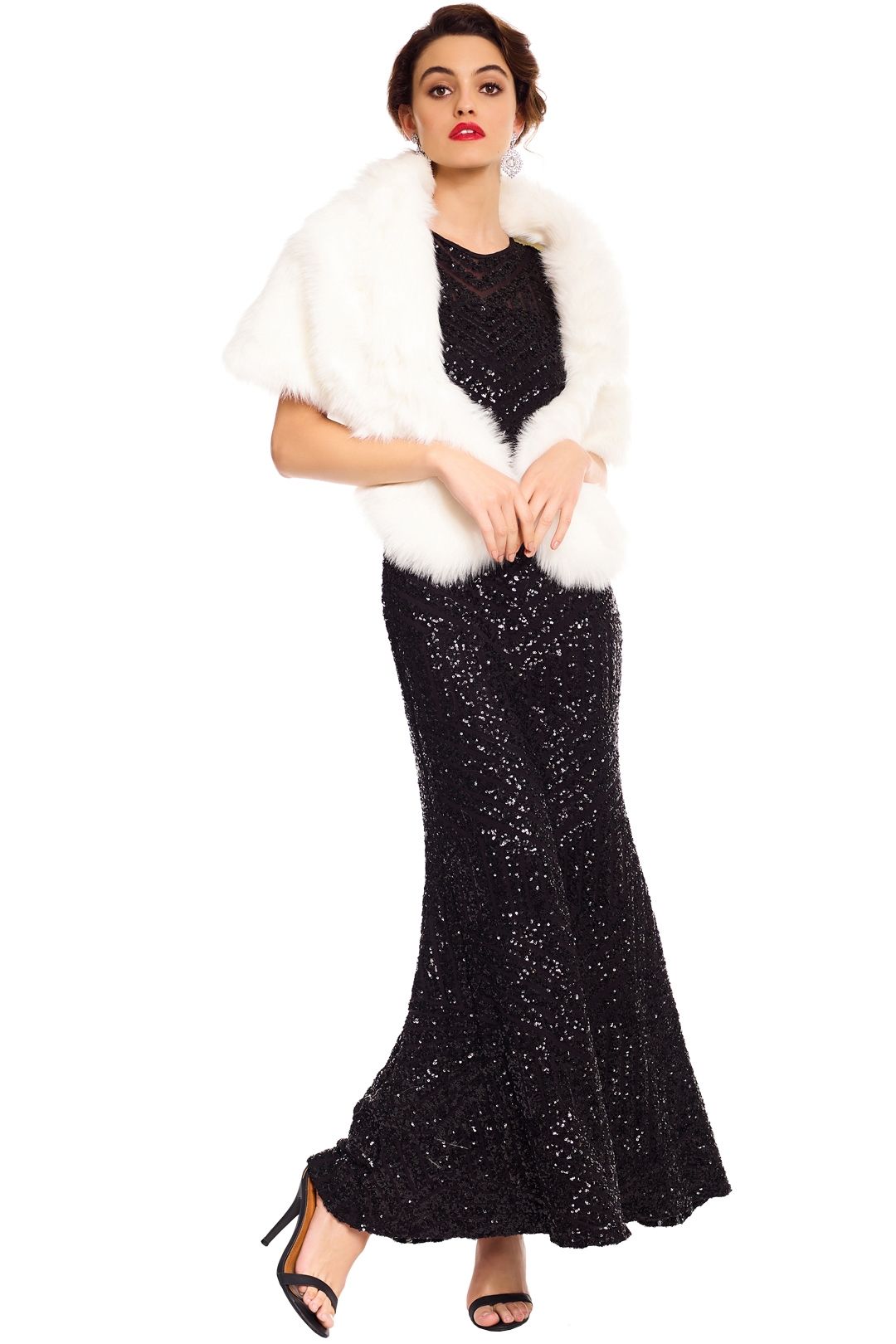 Tulip Bridal - Faux Fur Wrap - Ivory - Front