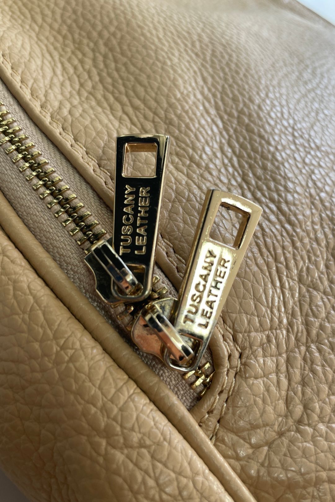 Buy Convertible Backpack in Champagne | Tuscany Leather | GlamCorner