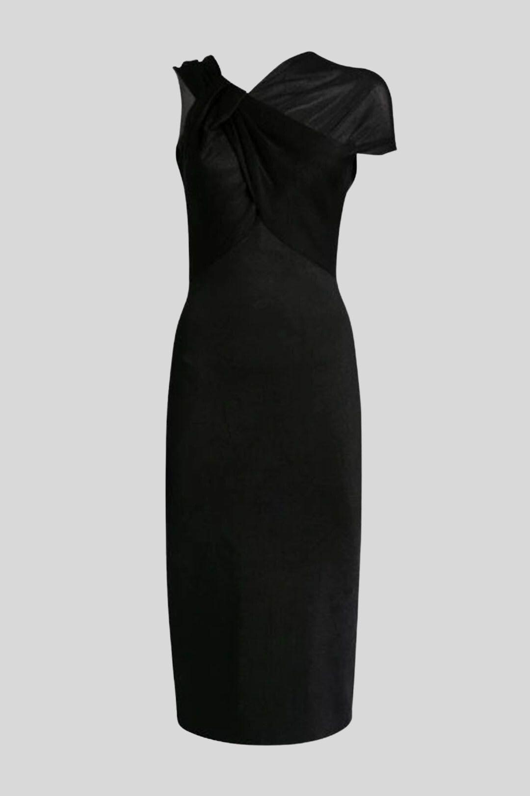 Victoria Beckham Twist Drape Fitted Dress in Black