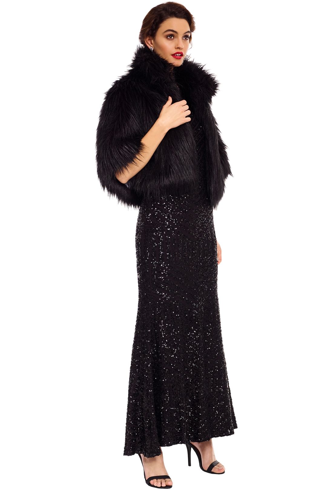 Nord Cape in Black by Unreal Fur for Hire GlamCorner